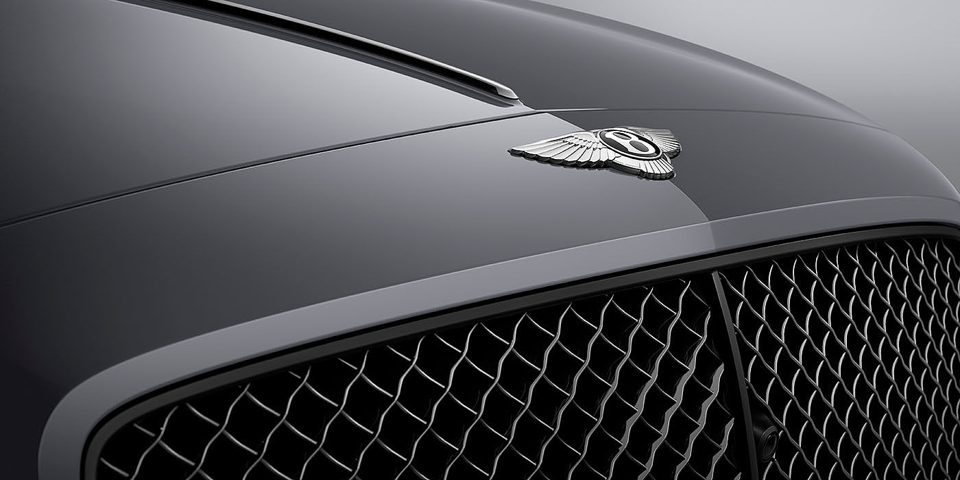 Exclusive Cars Vertriebs GmbH Bentley Flying Spur S Cambrian Grey colour, featuring Bentley insignia and assertive matrix front grillle