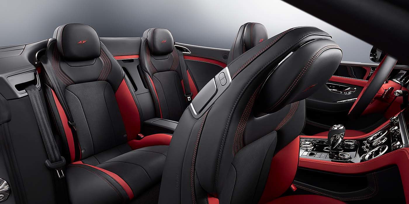 Exclusive Cars Vertriebs GmbH Bentley Continental GTC S convertible rear interior in Beluga black and Hotspur red hide