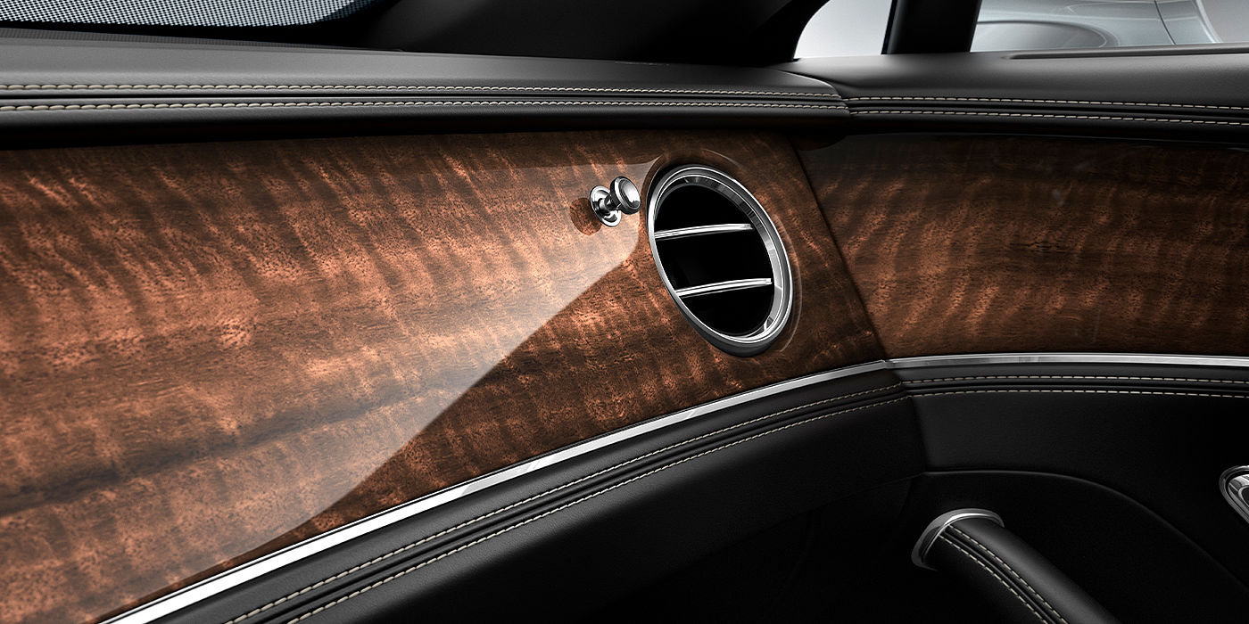 Exclusive Cars Vertriebs GmbH Bentley Flying Spur sedan Dark Fiddleback Eucalyptus veneer close up