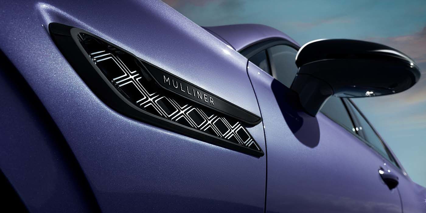 Exclusive Cars Vertriebs GmbH Bentley Flying Spur Mulliner in Tanzanite Purple paint with Blackline Specification wing vent