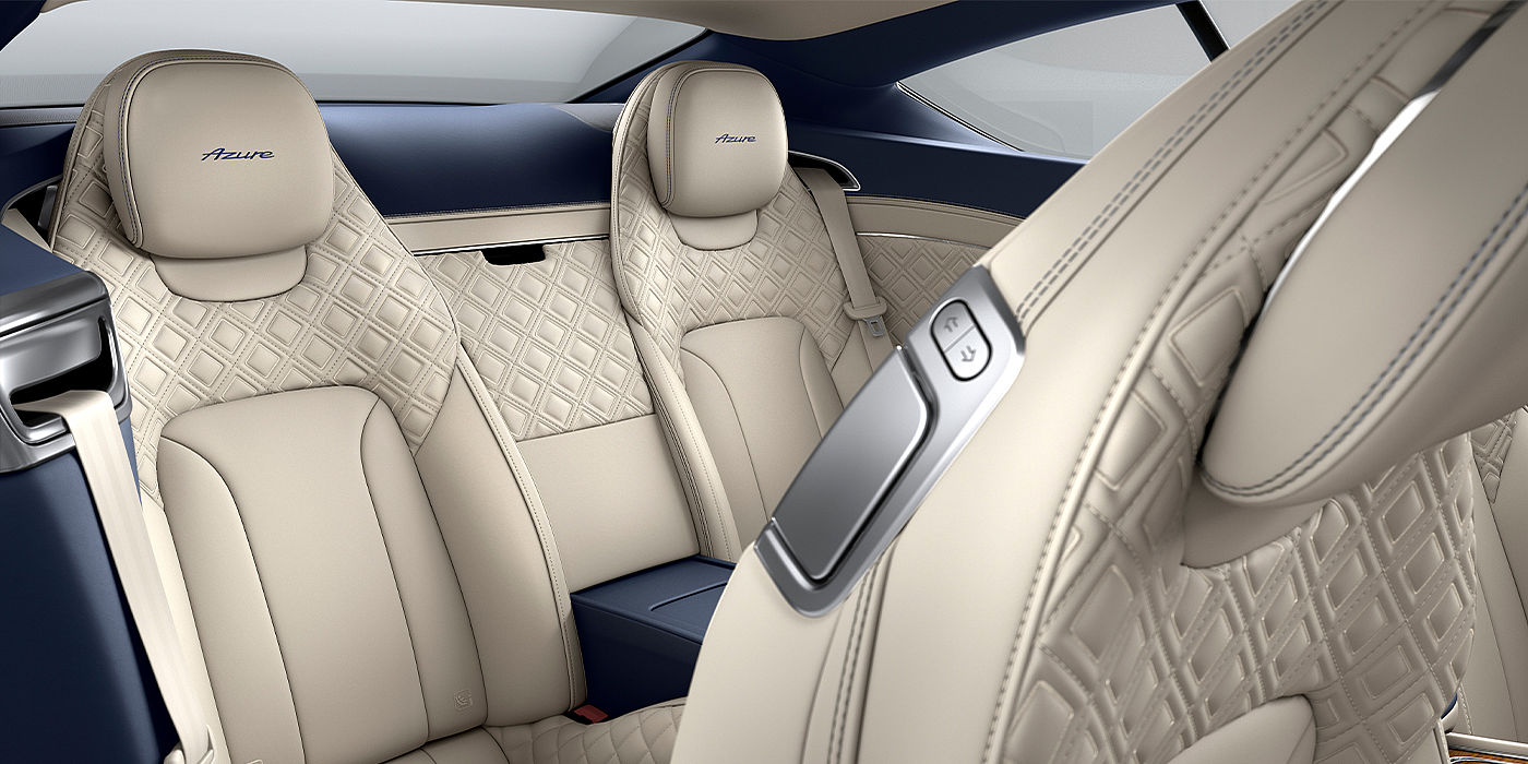 Exclusive Cars Vertriebs GmbH Bentley Continental GT Azure coupe rear interior in Imperial Blue and Linen hide