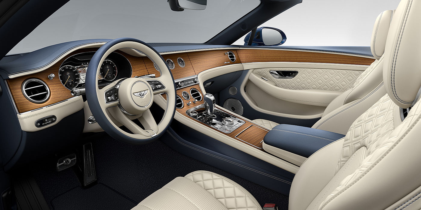 Exclusive Cars Vertriebs GmbH Bentley Continental GTC Azure convertible front interior in Imperial Blue and Linen hide